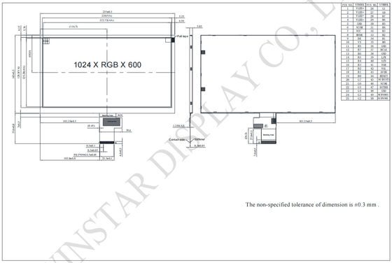 10.1 Inch 1024*RGB*600 TFT LCD Module with Wide Temperature Range and High Resolution Display