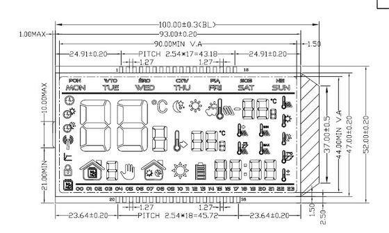 RYD1201AA Custom LCD Panel Blue White Amber Low Power Consumption