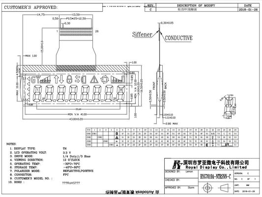 Tn LCD Module Reflective Positive 12h Panel Meter Wide Temperature Display