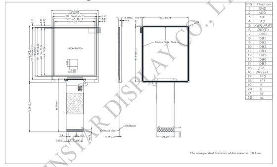 3.5'' 240*320 Wide TFT LCD Module Wide View Mono Transmissive ST7511 IC