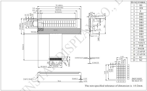 16*2 Character COG LCD Module 6800/SPI/I2C Interface 5*8 Dot 5V Monochrome Customizable