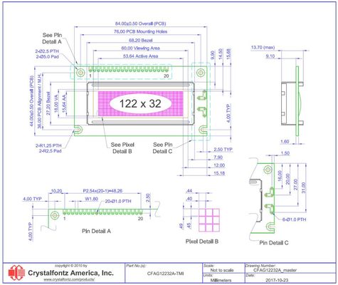 122*32 Graphic LCD Module CFAG12232A-TMI-TA STN Blue Transmissive 6H Wide Temperature Display