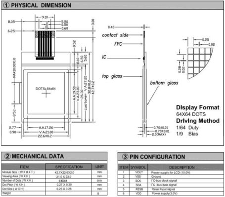 64*64 Graphic LCD Module With ST7549 With Backlight Customizable Industrial Display