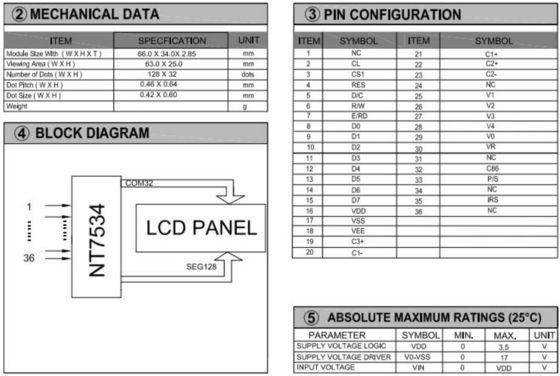 128*32 graphic LCD Module NT7534 with backlight FPC connector industrial display