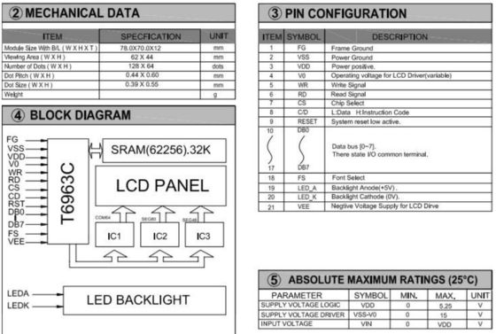 128*64 Graphic LCD Module STN T6963C With Backlight Industrial Display Monochrome Customizable