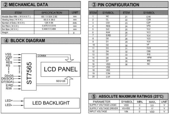 128*64 Graphic LCD Module FPC Interface ST7565 3.3v Wide Temperature Industrial Display