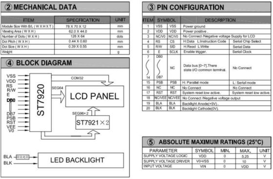 128*64 Graphic LCD Module With PCB St7920/St7921 FSTN Monochrome Industrial Display