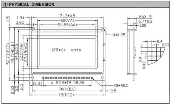 128*64 Graphic LCD Module Monochrome STN Color Optional ST7920/ST7921 With Backlight Industrial Display