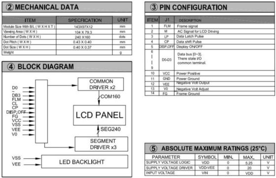 240*160 Graphic STN Gray LCD Module Transflective Positive 6H Industrial Display