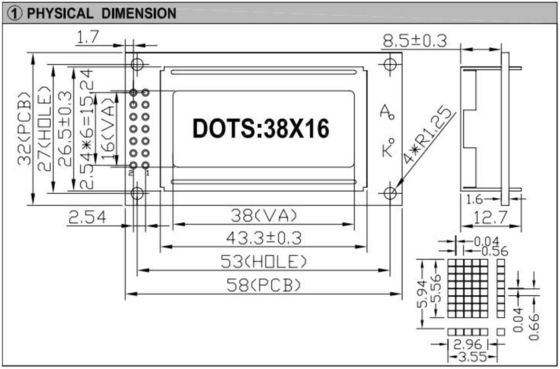38*16 Character FSTN LCD Module St7066 With Backlight PCB Wide Temperature Industrial Display