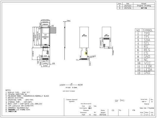 0.96'' 80*RGB*160 TFT LCD Module ST7735S SPI Interface Wide Temperature Medical Use