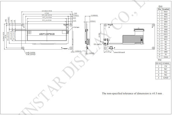 3.9'' 480*RGB*128 HDMI Wide Temperature TFT Winstar Replace Customize LCD Module