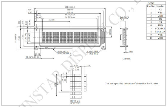 16*2 Character STN Monochrome ST7066 Wide Temperature LCD Module