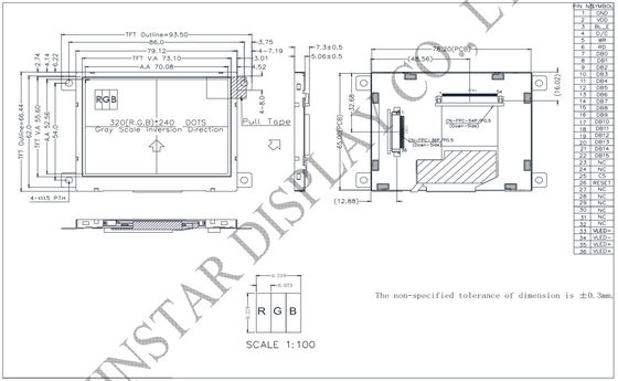 3.5'' 320*RGB*240 SSD1963 Wide Temperature TFT LCD Module