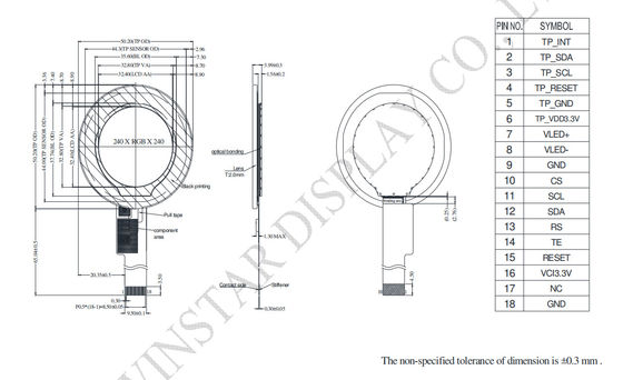 1.28'' Round Display 240*RGB*240 TFT SPI Interface LCD Module With Touch