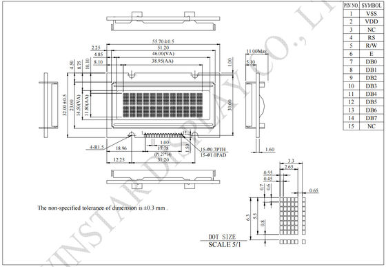 1.6'' 12*2 Character Monochrome OLED LCD Module Winstar Replace