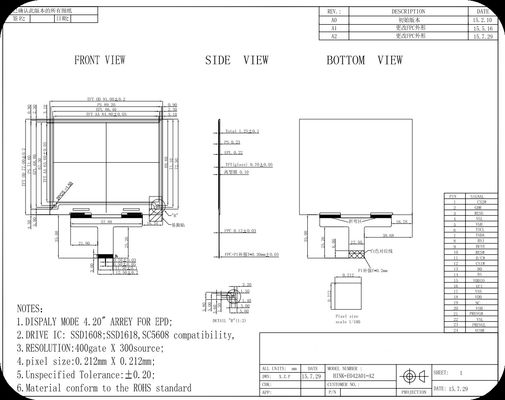 HINK 4.2'' 400*300 SSD1608 MCU interface e-paper display EPD
