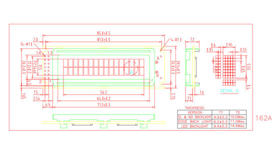 16*2  TN STN character LCD Module with PCB industrial use