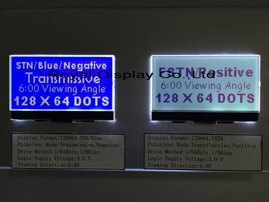STN/Blue/Negative 128X64 Resolution 45mA Backlight Monochrome LCD Display For Landline Phone