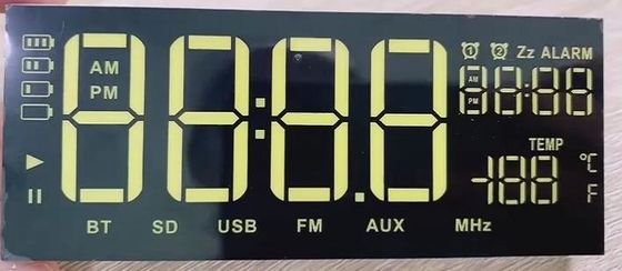 Monochrome Tn LED Segment Display 10mm Pixels CC CA With Yellow LED Backlight