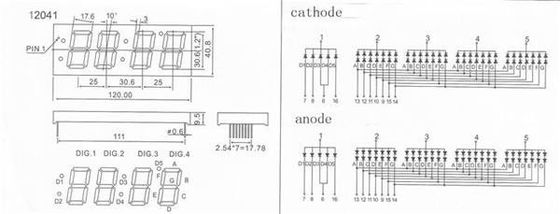 4 Digit LED Segment Display 1.2 Inch 200mcd Seven Segment LED Display